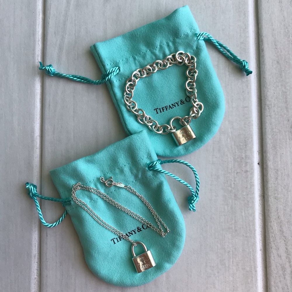 Tiffany & Co. Sterling Silver lock / padlock Necklace + Bracelet set